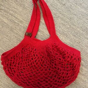 Red crochet market Tote Bag as seen on passioknit Kelsie